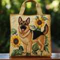 手作りバッグ　花模様のドイツ牧羊犬