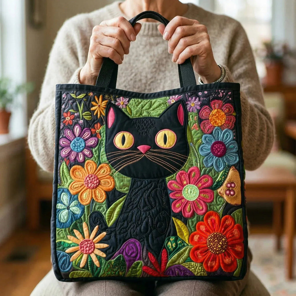 キルティングバッグ　魔法の黒猫デザイン
