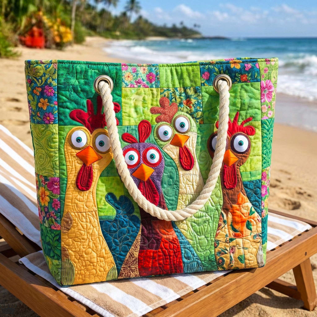 Handgjord Strandväska – Funky Chicken Art Sand
