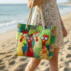Handgjord Strandväska – Funky Chicken Art Sand
