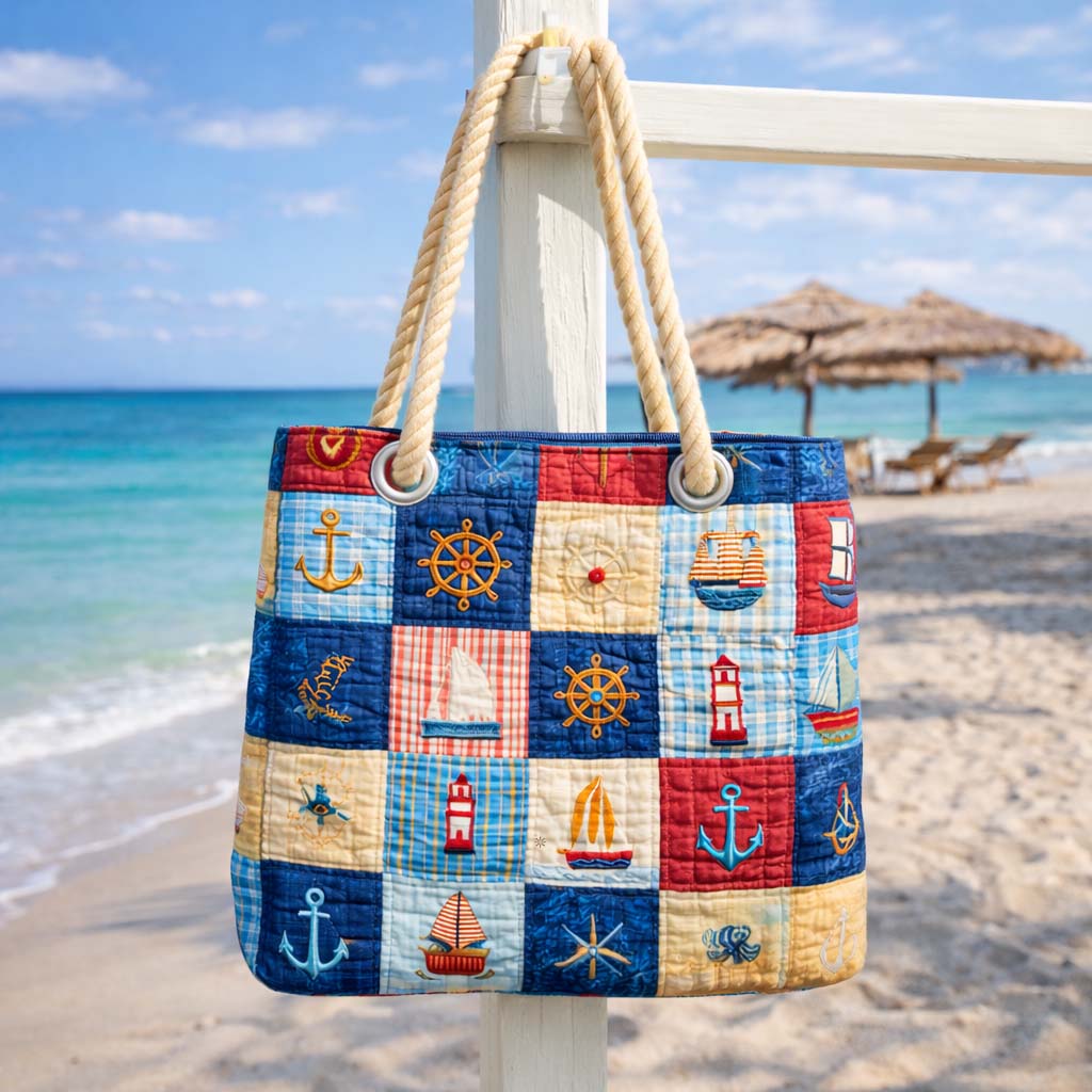 Handgjord Strandväska – Marine Patchwork