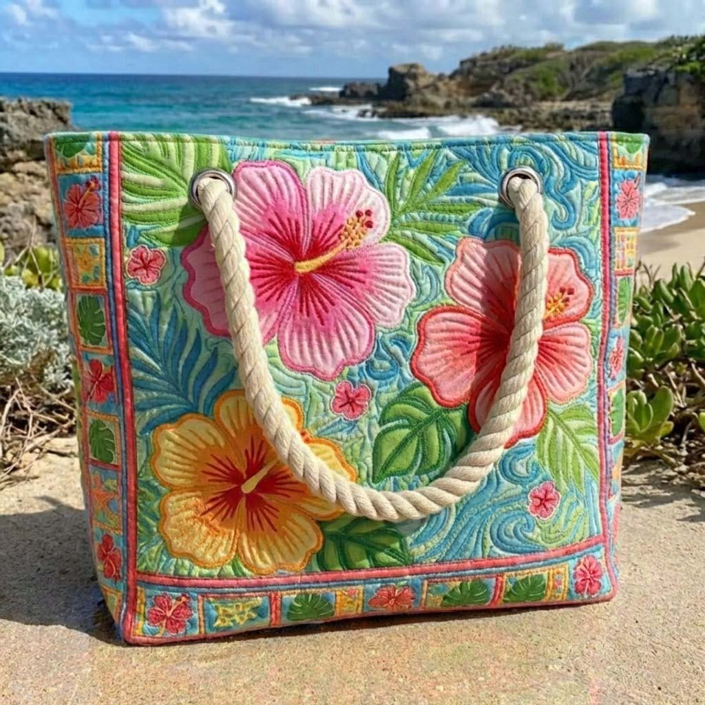 Handgjord Strandväska – Tropical Flower