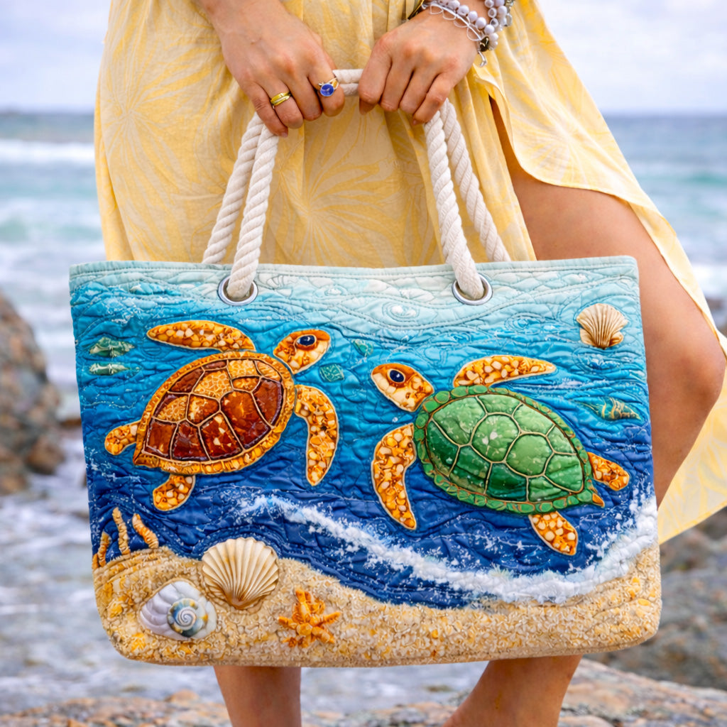 Handgjord Strandväska – Tropical Turtle