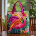 Handgjord väska med flamingo