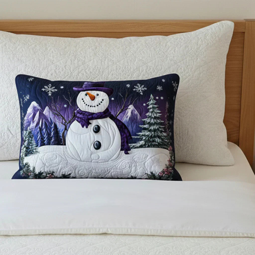Kviltat Kuddfodral – Purple Snowman