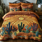 Kviltat Sängset 3 Delar – Cactus Sunrise