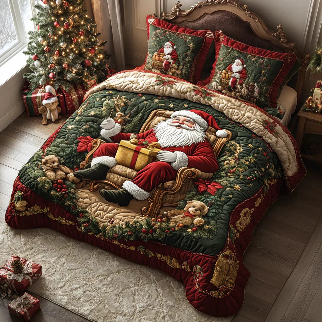 Kviltat Sängset 3 Delar – Santa Claus Charm