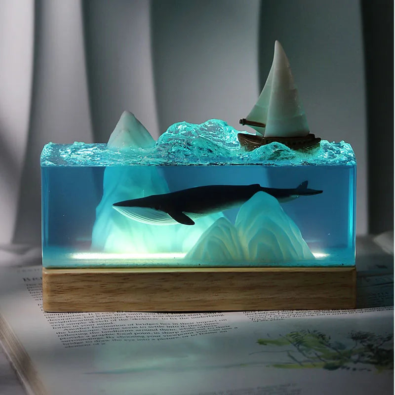 Resinlampa — Isberg och Segelfartyg