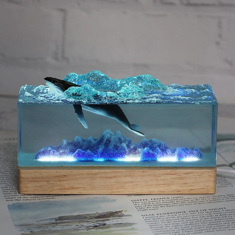 Resinlampa — Isberg och Segelfartyg
