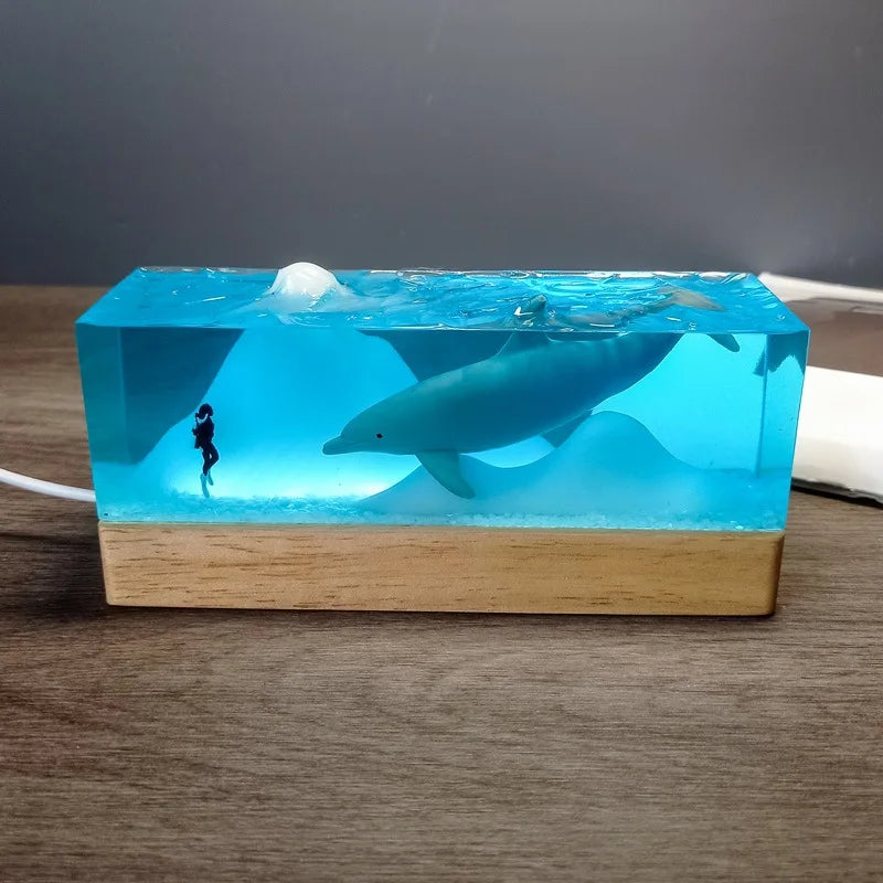 Resinlampa — Isberg och Segelfartyg