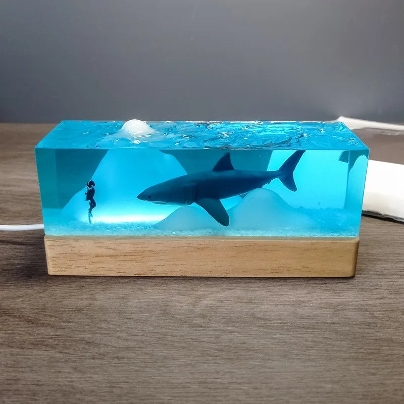 Resinlampa — Isberg och Segelfartyg