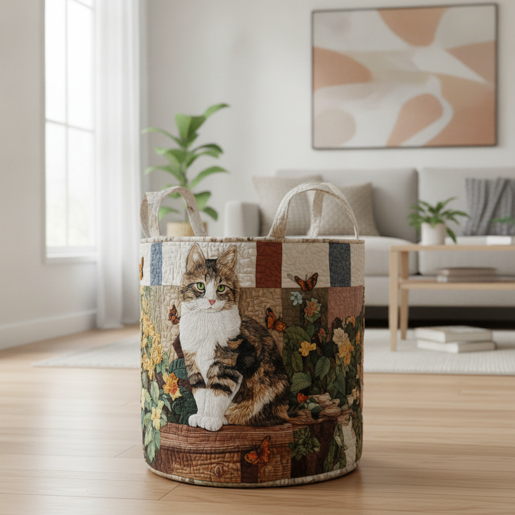 Tvättkorg – Cat in the Petals