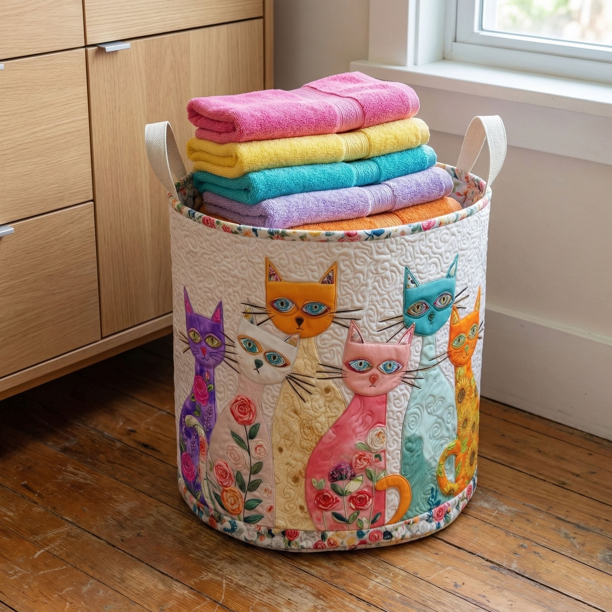 Tvättkorg – Cheerful Cat Patch