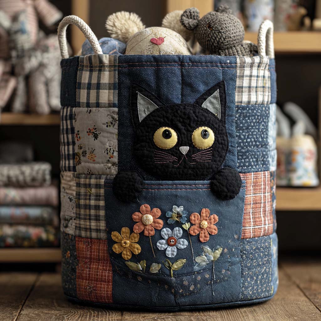 Tvättkorg – Denim Kitty