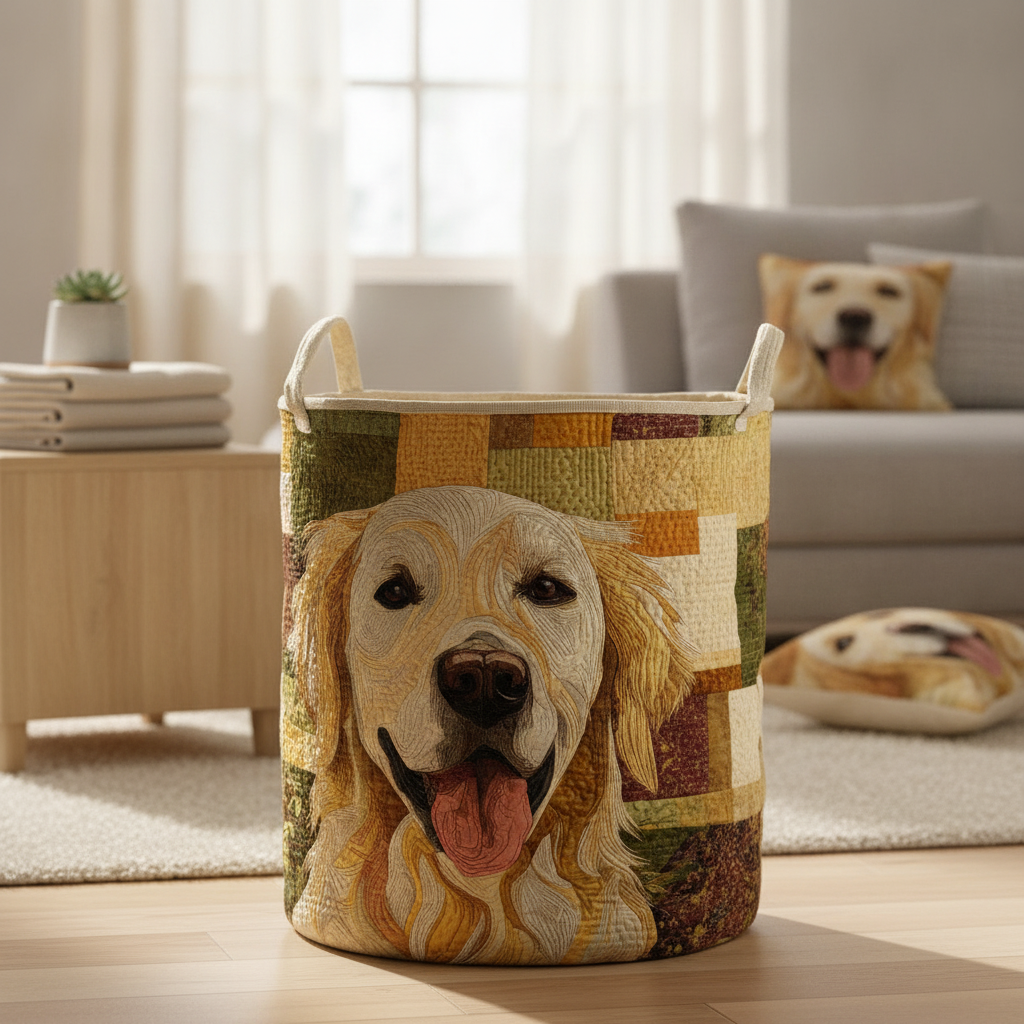 Tvättkorg – Happy Golden Retriever