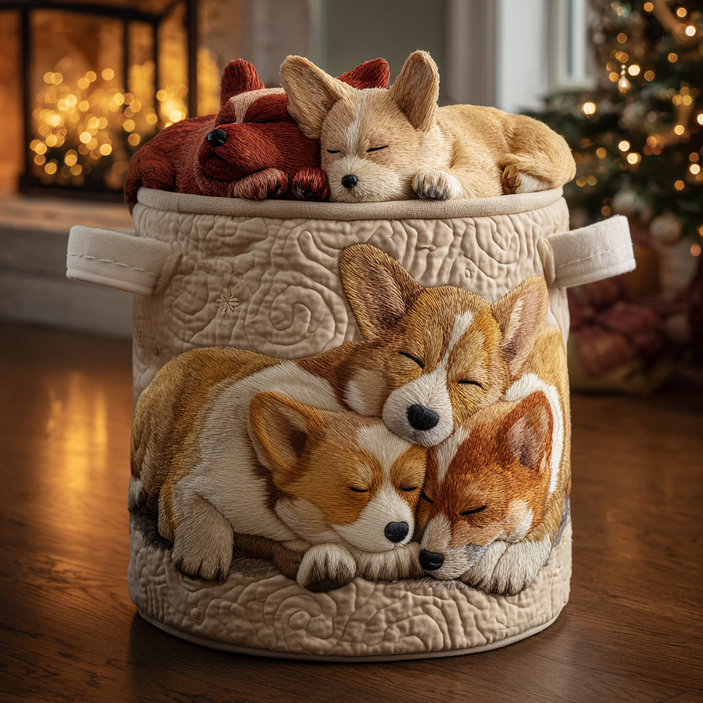 Tvättkorg – Holiday Corgi Dreams